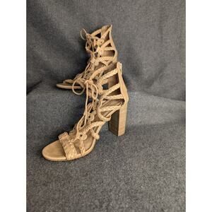 Merona Women's Kolbi Lace Up Gladiator Braided Taupe Heel Size: 9.5
